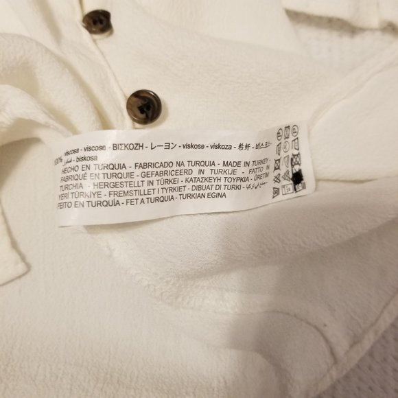 Zara TRF White Button Down Ruffle Trim Sleeve V-Neck Flowy Crop Summer Blouse - Picture 6 of 10